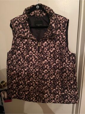 Talbots Leopard Print Puffer Vest in Brown and Black, 2x